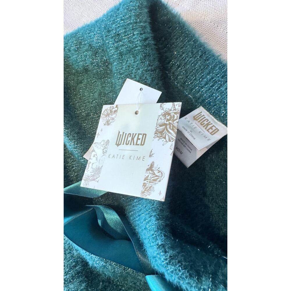 Wicked x Katie Kime Women's Sparkly Sweat Pants - Emerald Green Wide Leg Med New - Picture 6 of 9